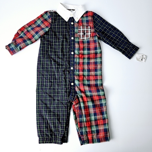 Ralph Lauren Plaid Baby Boy Long Sleeve Onesie One Piece NWT 9 Months - Picture 1 of 12